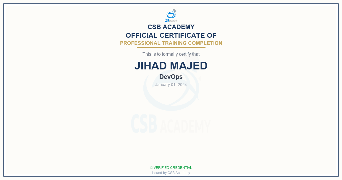 Certificate: DevOps credential